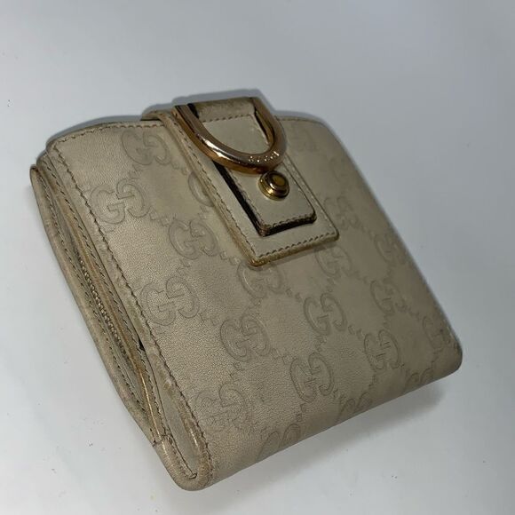 Authentic GUCCI Guccissima GG Logo Compact Wallet Beige - Picture 3 of 9